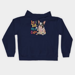 Illustration design of adorable and grumpy French bulldog, wearing warm pajamas (2) Kids Hoodie